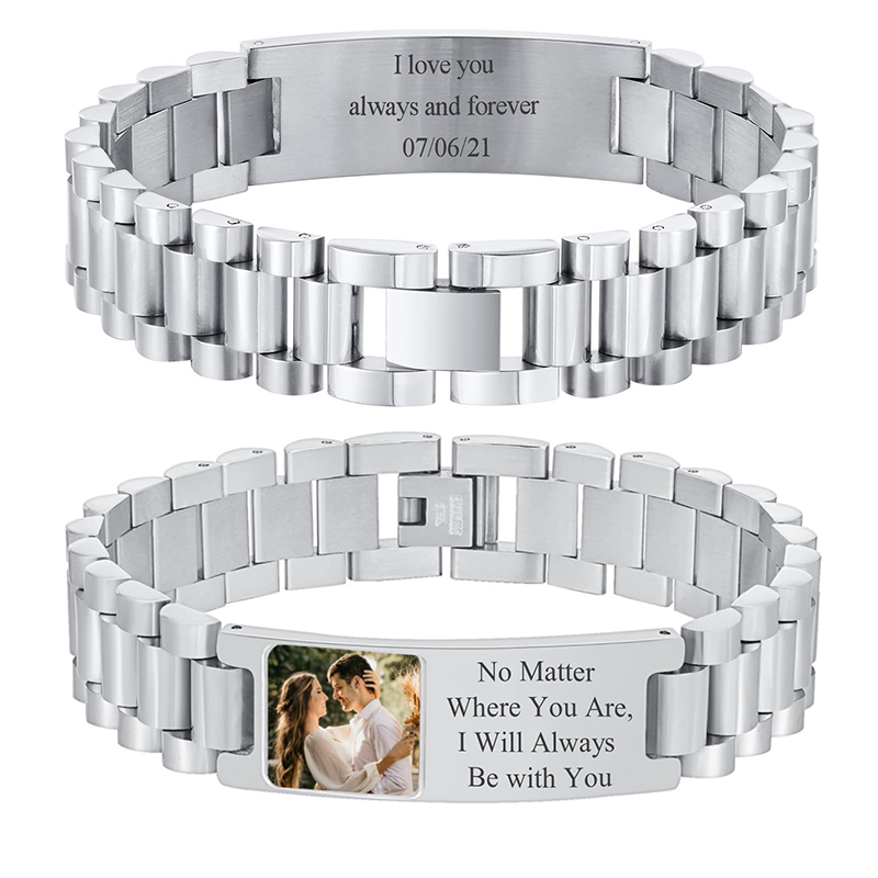 Jewelry Watches Men - Immagine personalizzata Bracciale con testo Cinturino