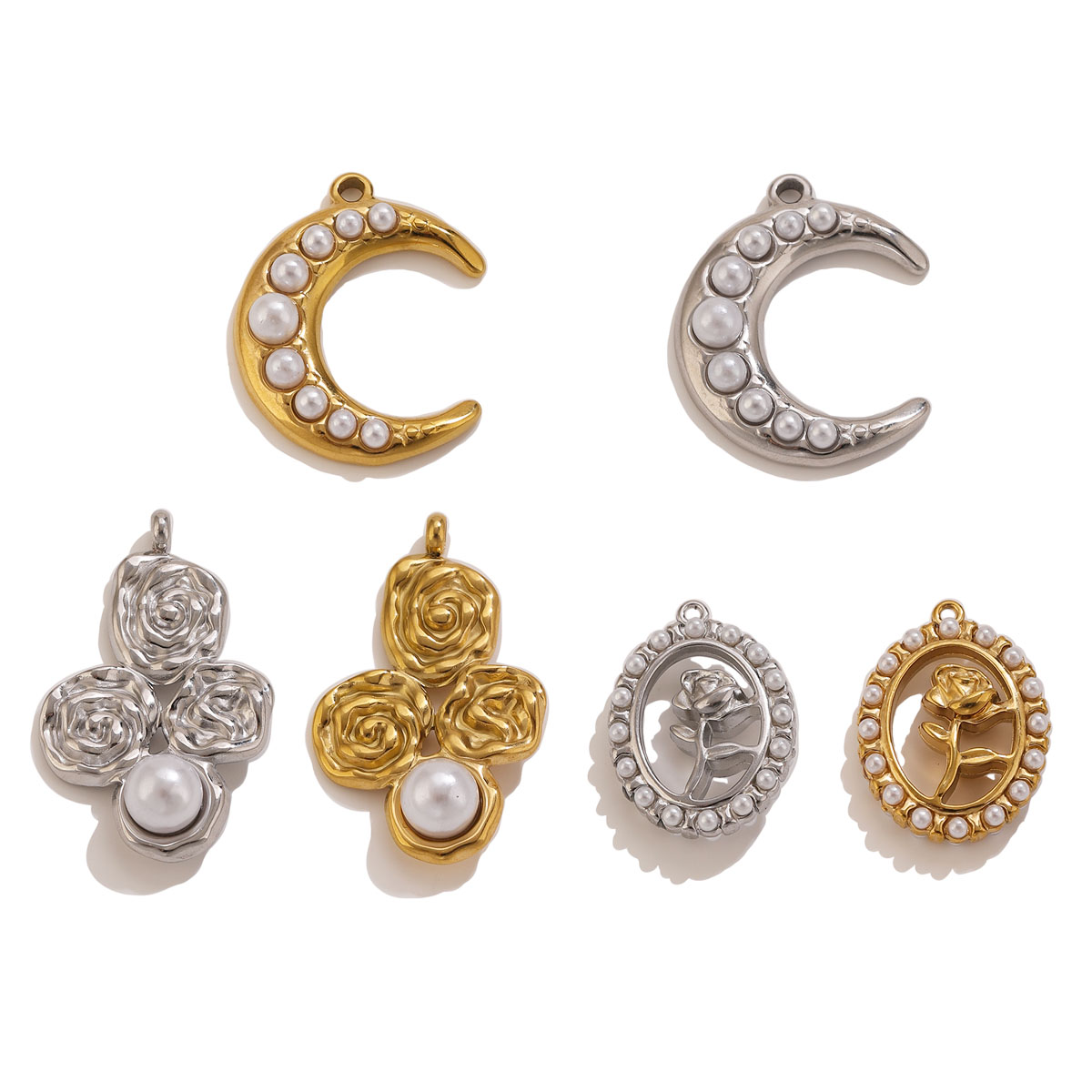 Pearl Stud Earrings - 5 Pezzi Ciondoli a Forma di