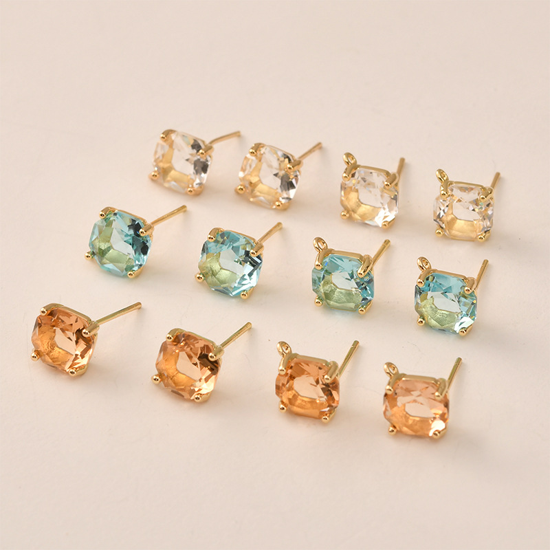 Pearl Stud Earrings - 10 paia di colori sfaccettati quadrati