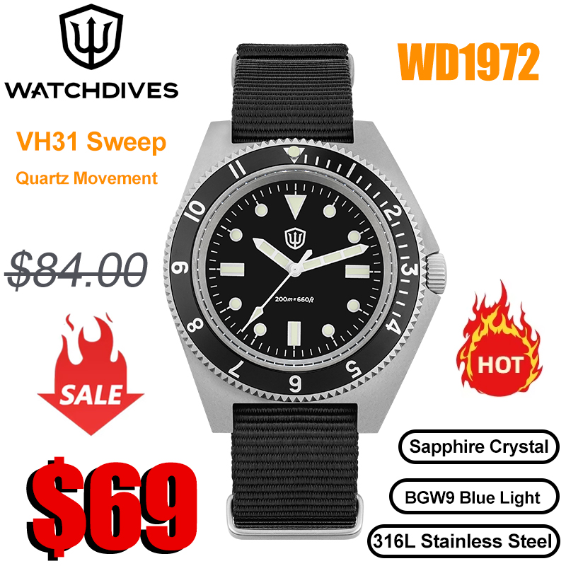 Vintage Pocket Watch - Watchdives WD1972 Orologio al quarzo VH31
