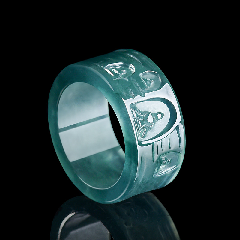 Jewelry & Watches Spółka Z Ograniczoną Odpowiedzialnością - Anello Buddha in Giadeite Naturale Birmana,